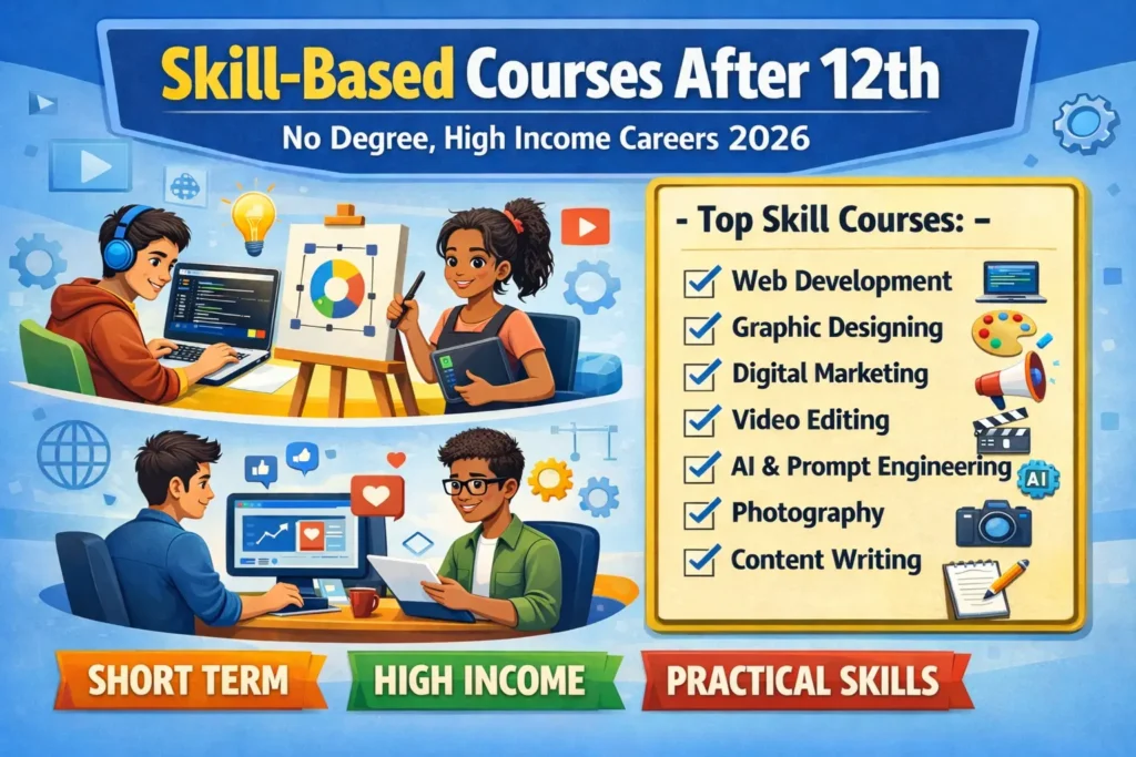 Skill based courses after 12th in India high income skills 2026