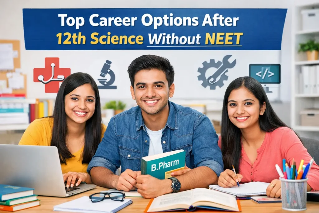 Career options after 12th science without NEET students choosing courses