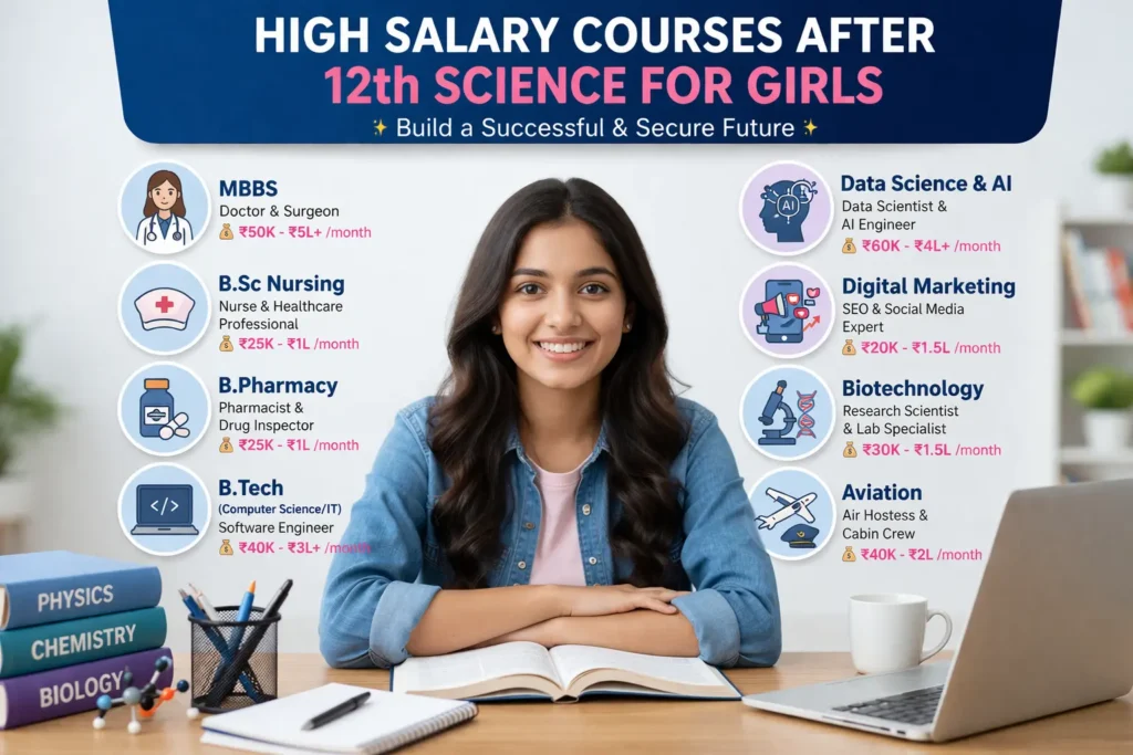 high salary courses after 12th science for girls choosing career options
